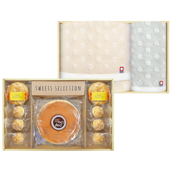 ふわふわチーズケーキ＆カスタードアップルパイ+今治タオル