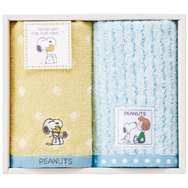 [西川]スヌーピー ウォッシュタオル2枚セット