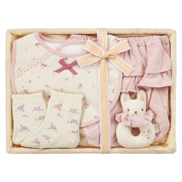 [ルルララバイ]出産お祝いスタイパンツセット ウサギ