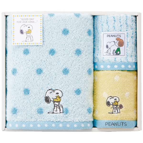 [西川]スヌーピー バス・ウォッシュタオルセット