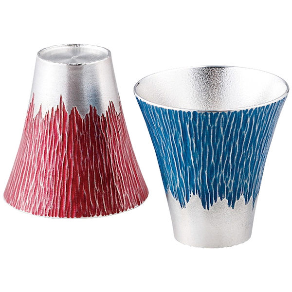 錫製富士山タンブラー180ml(小)青朱ペア