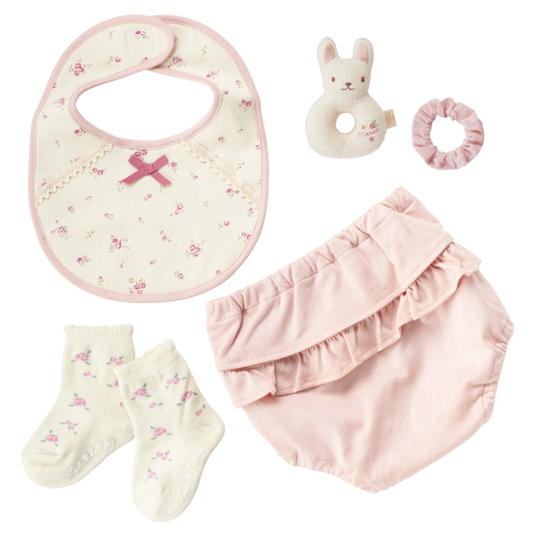 [ルルララバイ]出産お祝いスタイパンツセット ウサギ