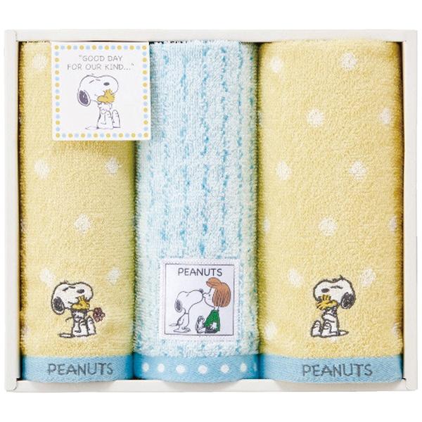 [西川]スヌーピー フェイス・ウォッシュタオルセット
