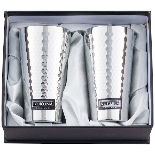 ククナ ステンレスタンブラー350ml2客セット(ミラー､槌目仕上げ)