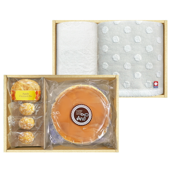 ふわふわチーズケーキ＆カスタードアップルパイ+今治タオル