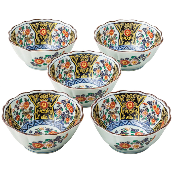 有田焼 染錦金彩紋 八角小鉢揃