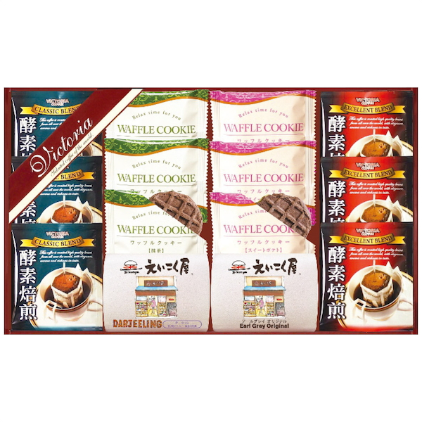[ビクトリアコーヒー]ドリップコーヒー＆紅茶・ワッフルクッキーセット
