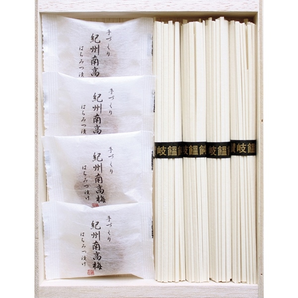紀州南高梅・讃岐うどん詰合せ（木箱入）