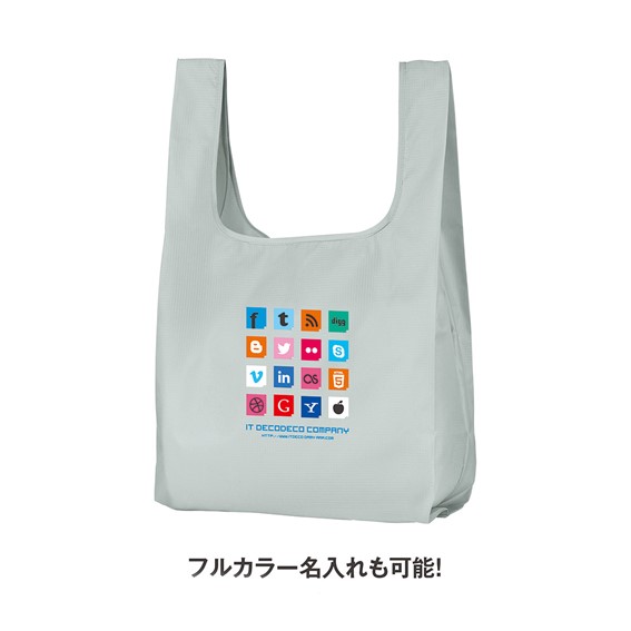 テントクロス折りたたみトート グレー/ロゴ入れ