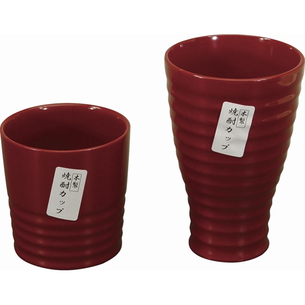 木製焼酎カップセット 朱塗