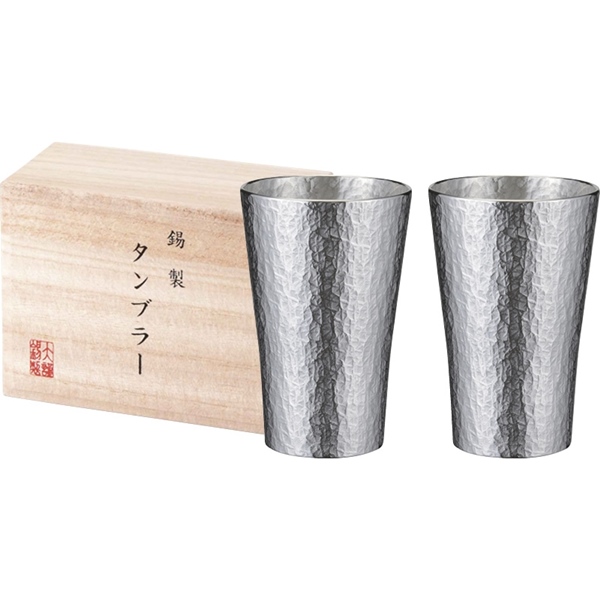 本錫タンブラー225ml 六花（りっか）中ペア