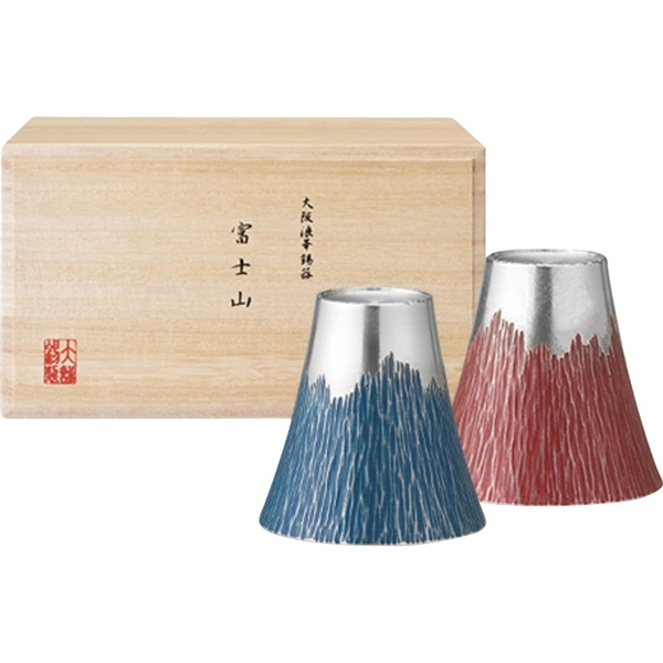 富士山タンブラー180ml（小） 青朱ペア（木箱入）