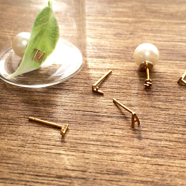 [Natully]Initial Pierce イニシャルピアス Gold