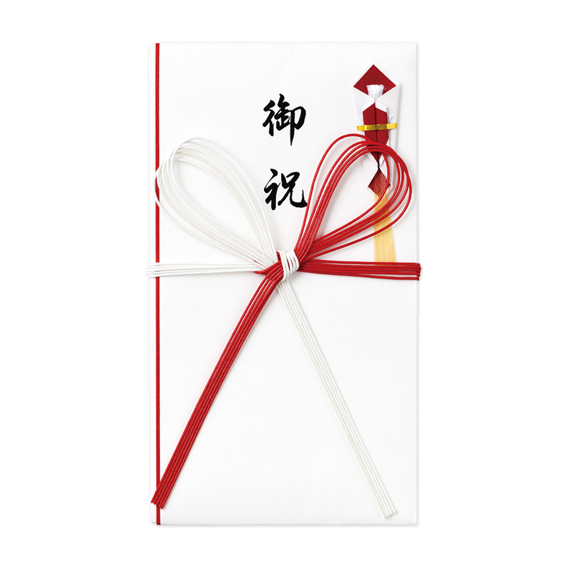 [祝儀袋] 新コットン奉書 祝金封 赤白5本花結び/御祝
