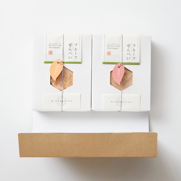 [長良園]スライスフルーツを載せたはさみ焼きせんべい詰め合わせ　美濃菓蔵2種入り:12枚