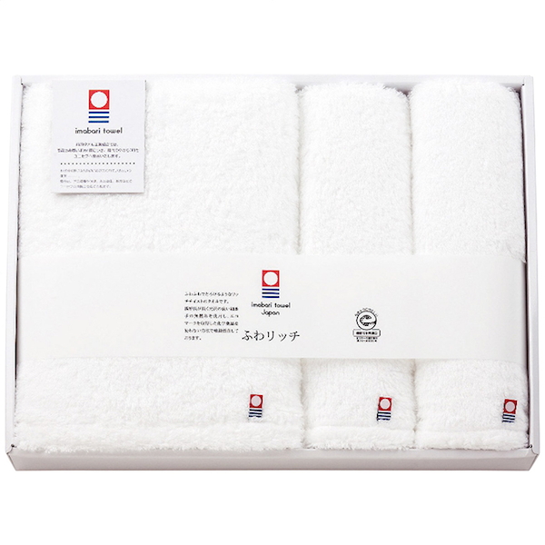 ふわリッチ 無撚糸バス・フェイスタオルセット (ホワイト)
