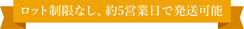 ロット制限なし、約5営業日で発送可能