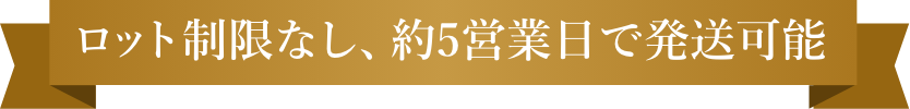ロット制限なし、約5営業日で発送可能